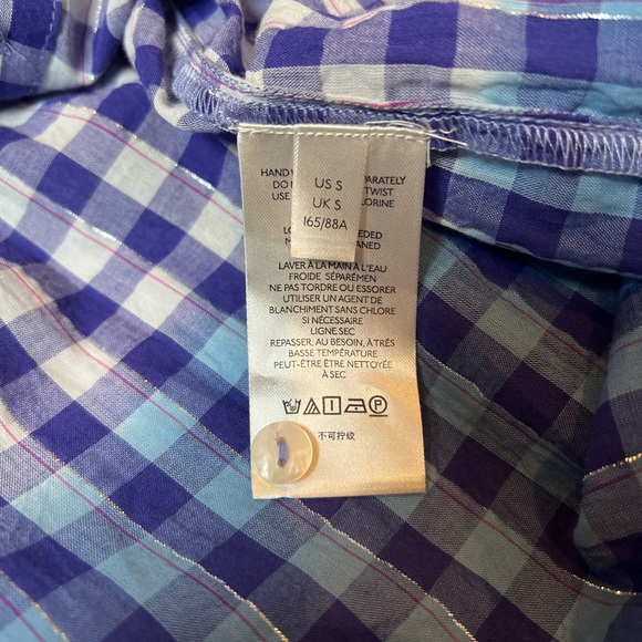 NWT Anthropologie Blue Checkered Ombré Button-down Long-sleeve Top - Picture 6 of 8